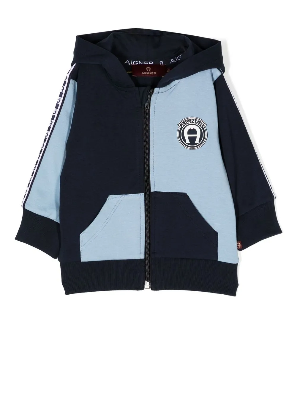 

Aigner Kids colour-block panel logo jacket - Blue