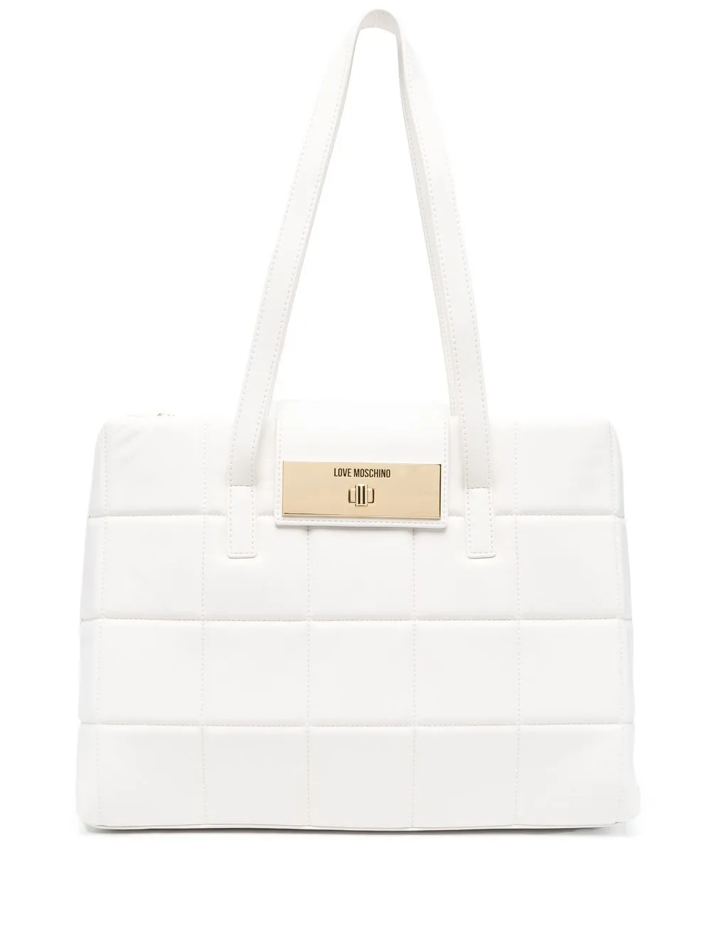 

Love Moschino bolsa de hombro capitonada con placa del logo - Blanco