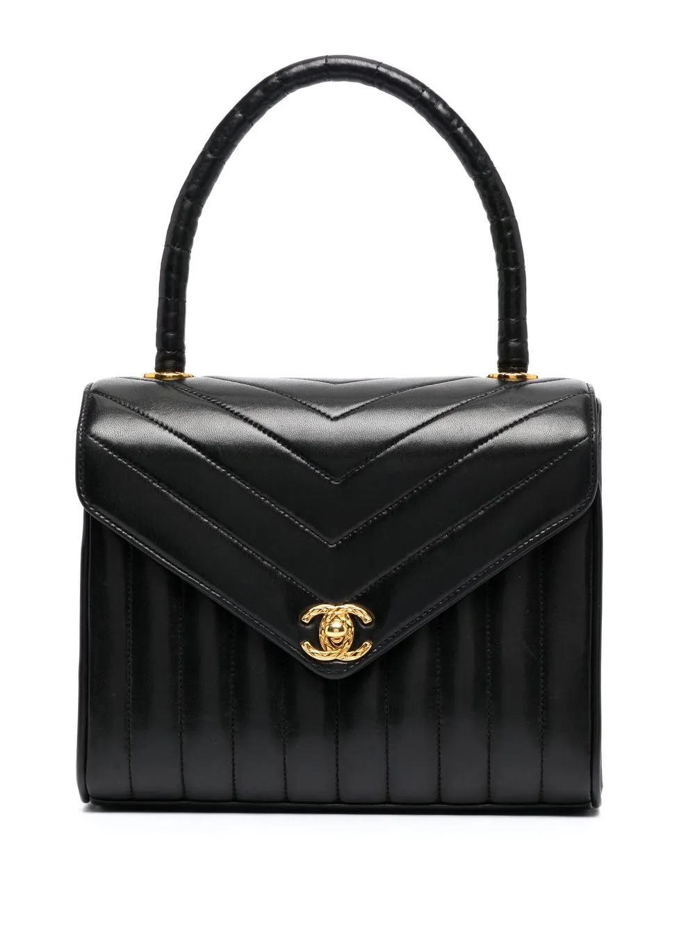 

Chanel Pre-Owned bolsa de mano Chevron Mademoiselle con solapa 1992 - Negro