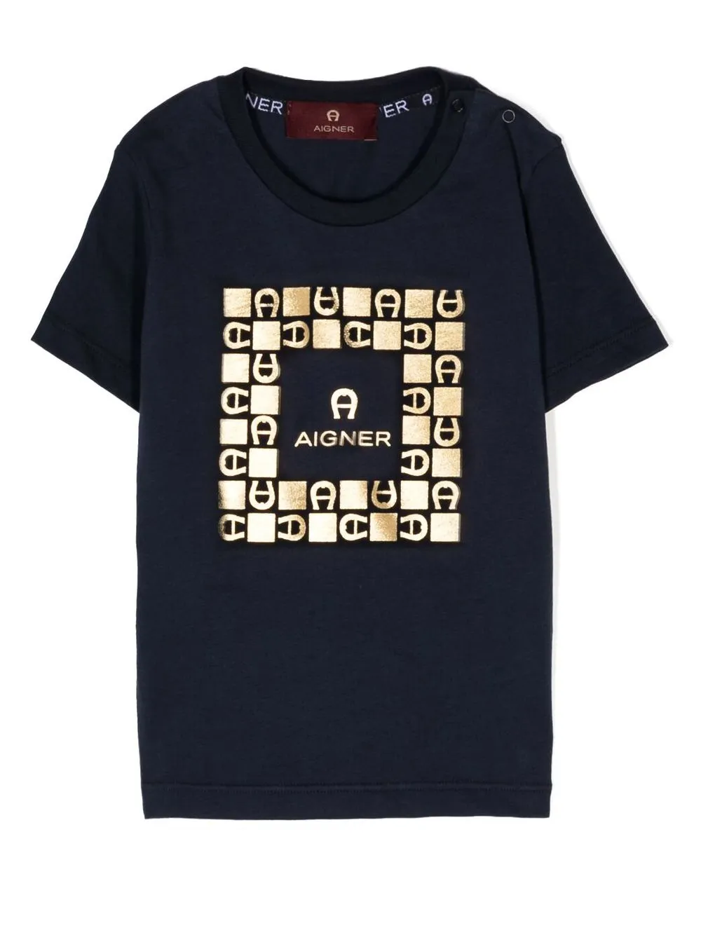 

Aigner Kids metallic logo-print detail T-shirt - Blue