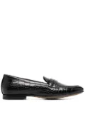 Scarosso crocodile-effect leather loafers - Black
