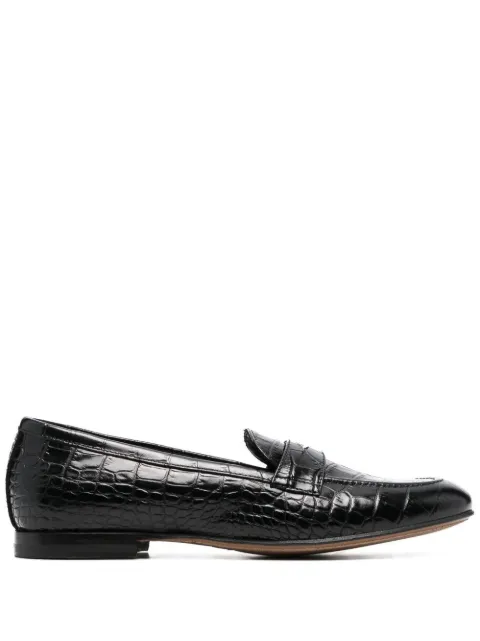 Scarosso crocodile-effect leather loafers