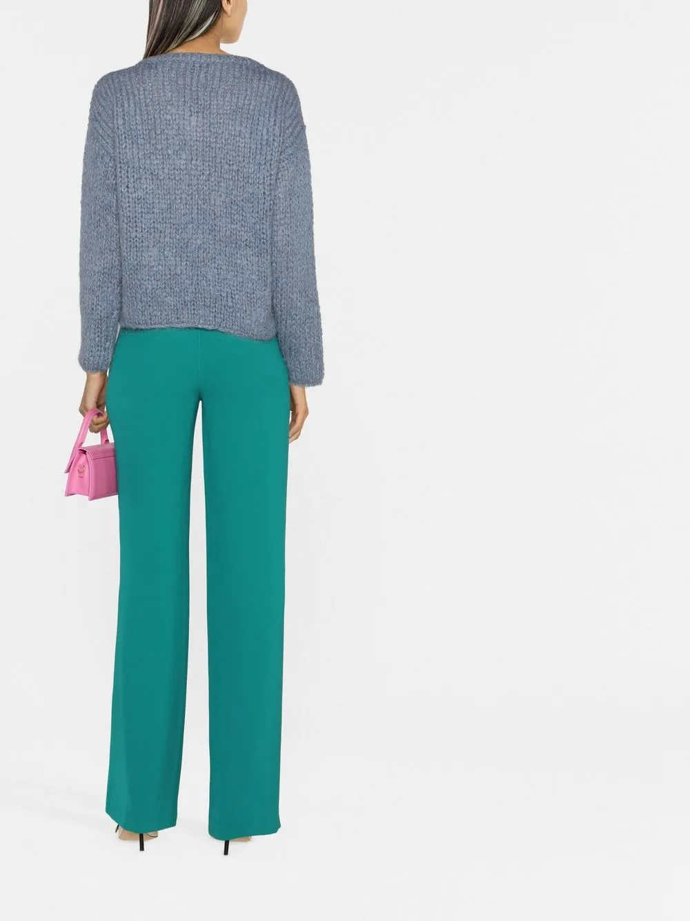 Shop P.a.r.o.s.h Tailored Wide-leg Trousers In Green