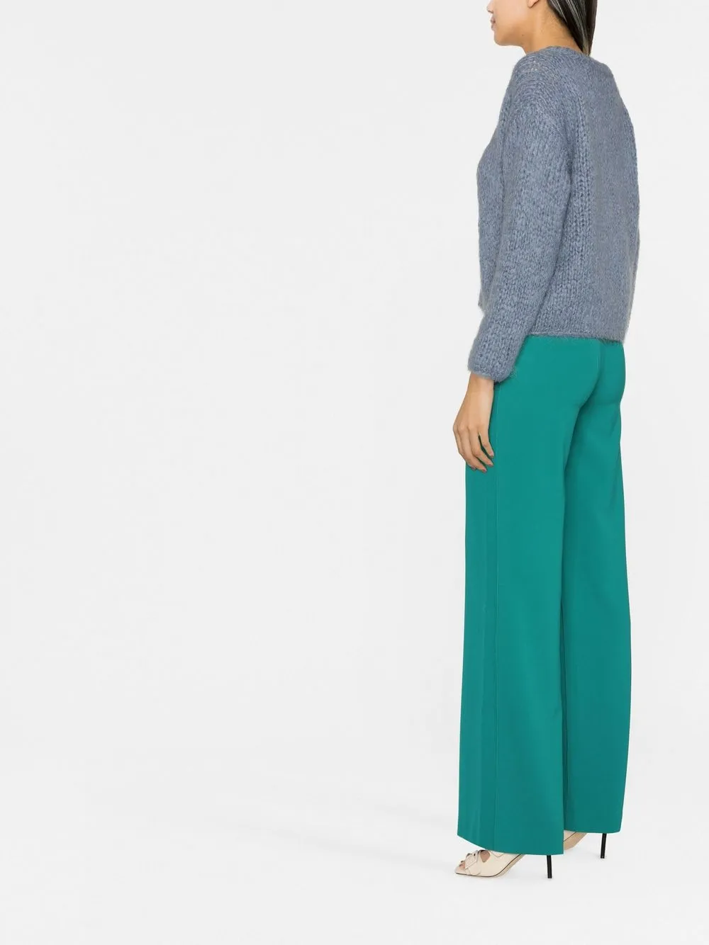 Shop P.a.r.o.s.h Tailored Wide-leg Trousers In Green