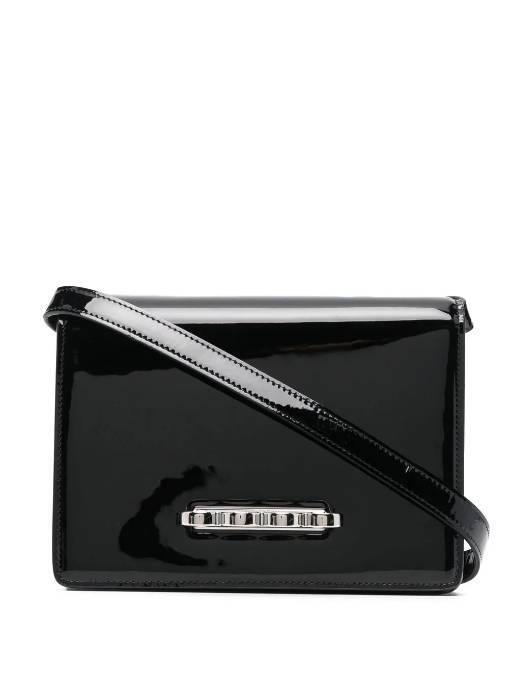 Alexander Mcqueen Patent-leather Crossbody Bag In Schwarz