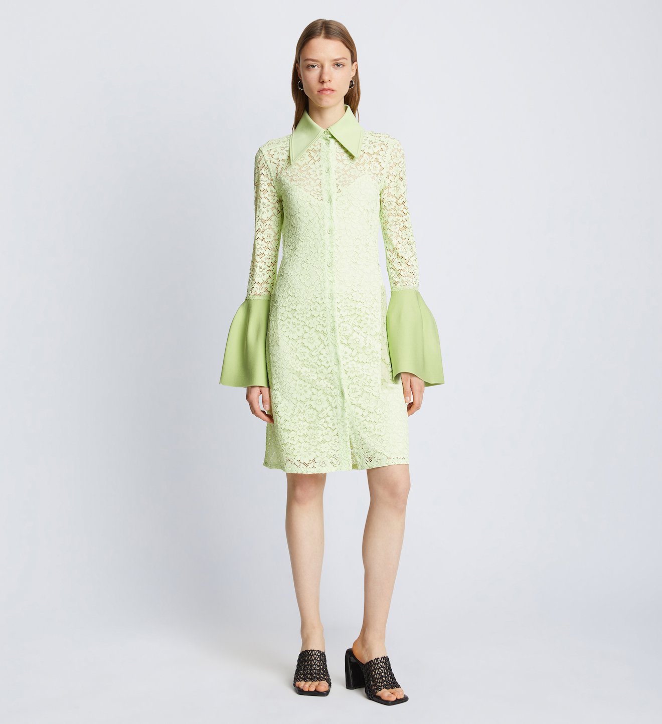 Stretch Lace Shirt Dress