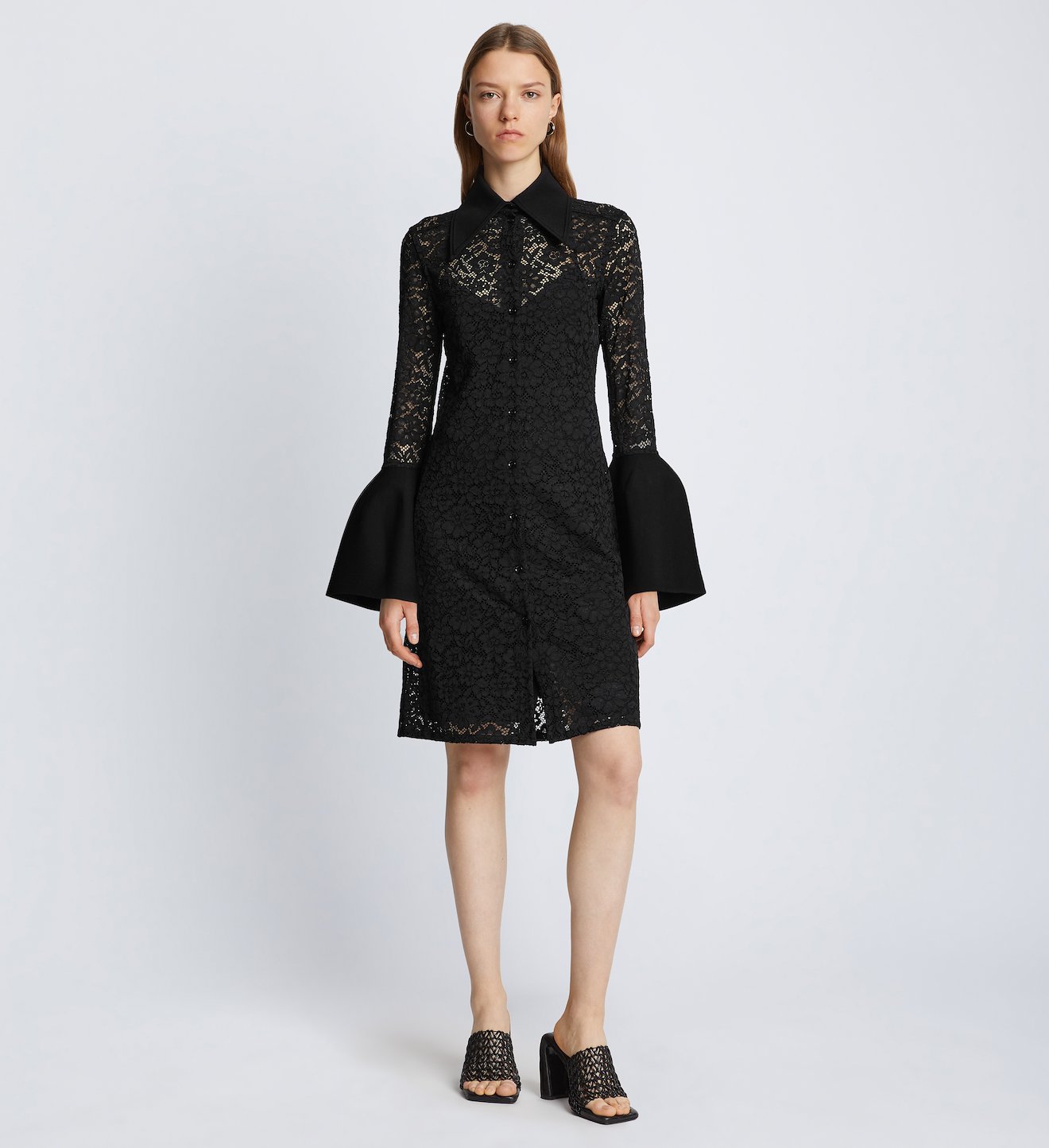Stretch Lace Shirt Dress