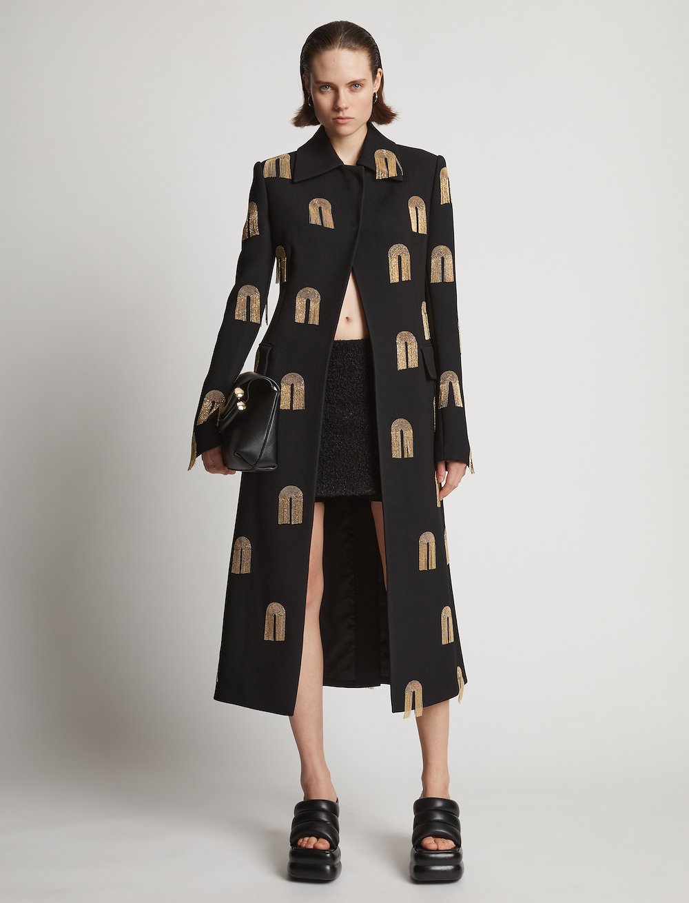 Embroidered Viscose Suiting Coat