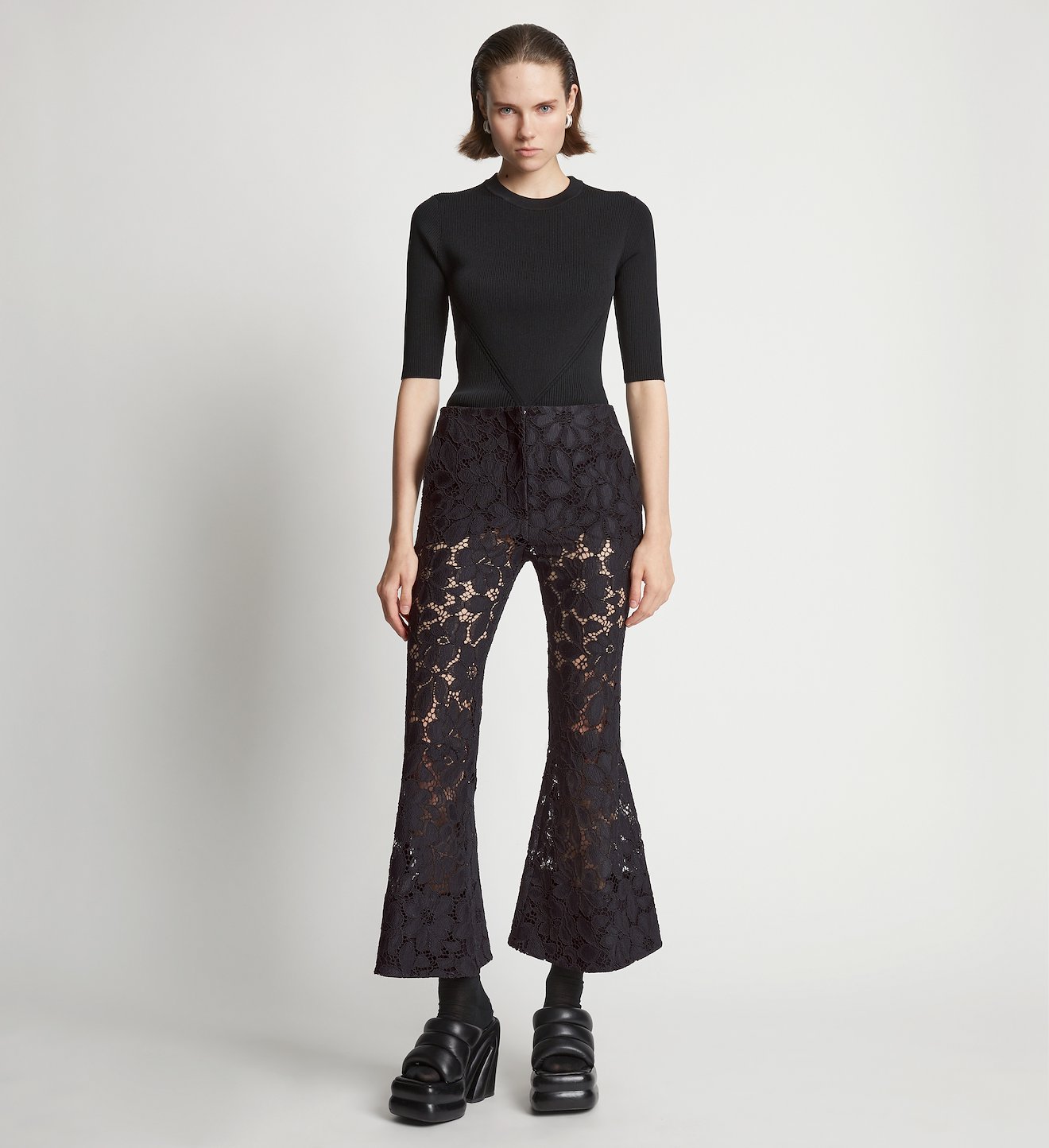 Lace Flared Pants in black | Proenza Schouler