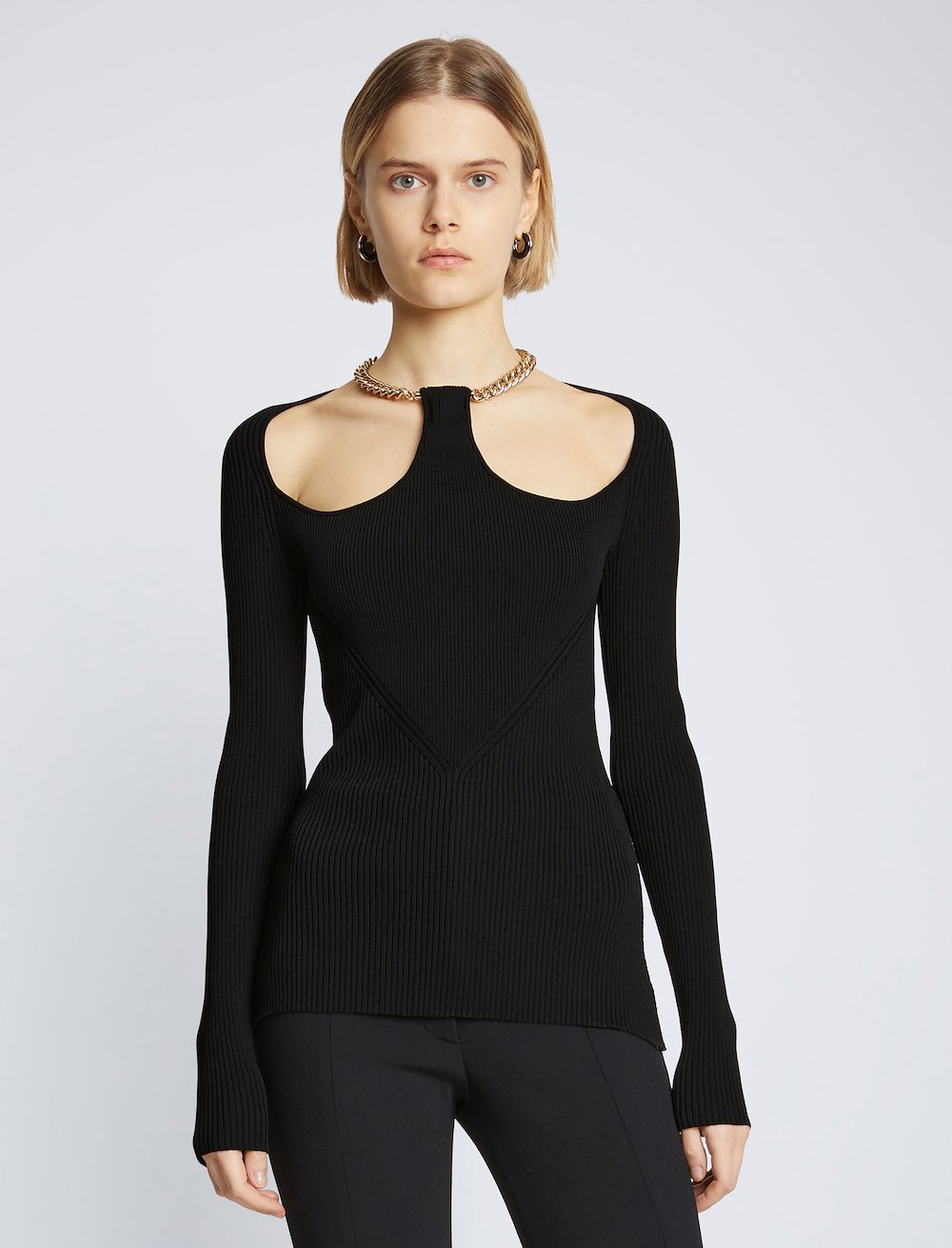Chain Detail Viscose Knit Sweater