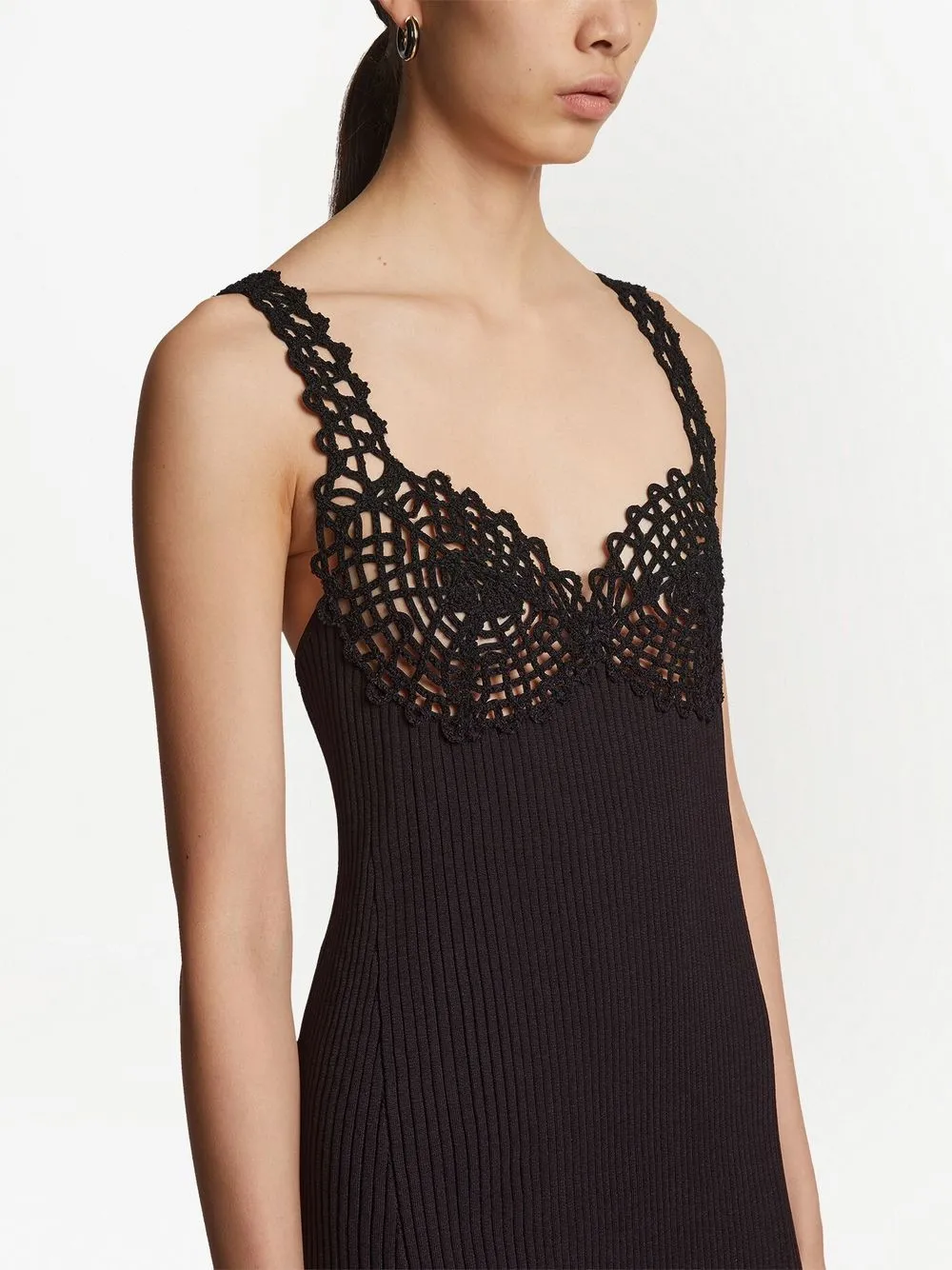 Shop Proenza Schouler Embroidered-detail Ribbed-knit Dress In Black