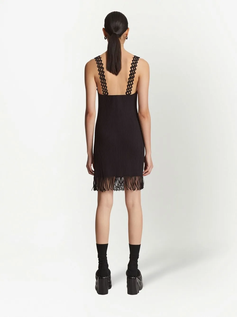 Shop Proenza Schouler Embroidered-detail Ribbed-knit Dress In Black