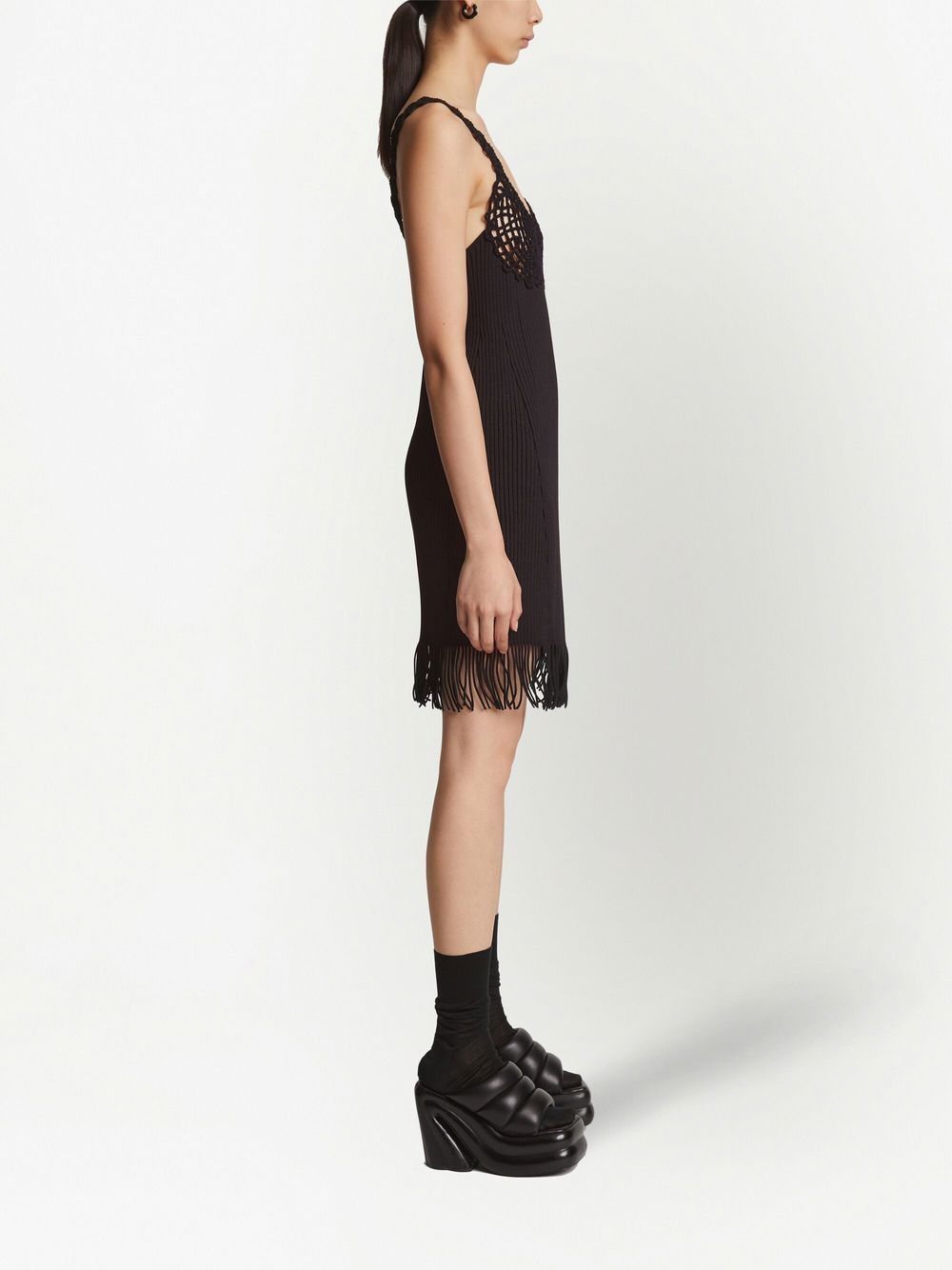Shop Proenza Schouler Embroidered-detail Ribbed-knit Dress In Black
