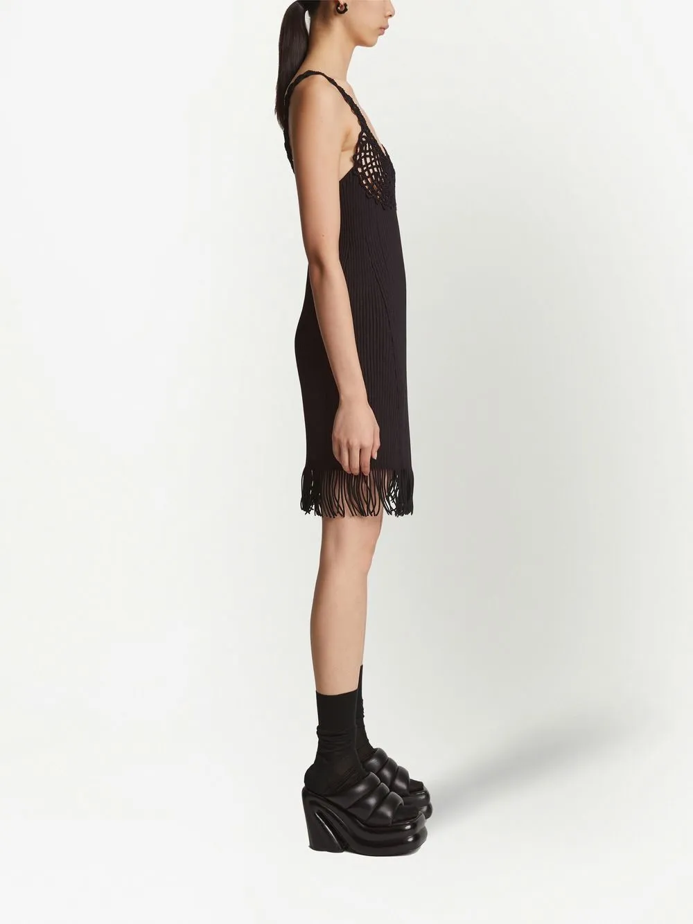 Shop Proenza Schouler Embroidered-detail Ribbed-knit Dress In Black