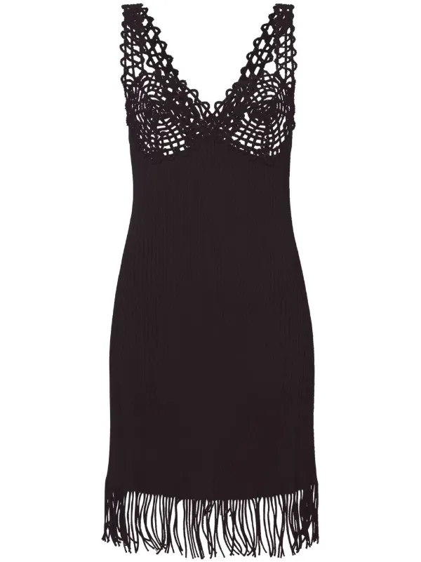 Proenza Schouler Embroidered-detail Ribbed-knit Dress in Black