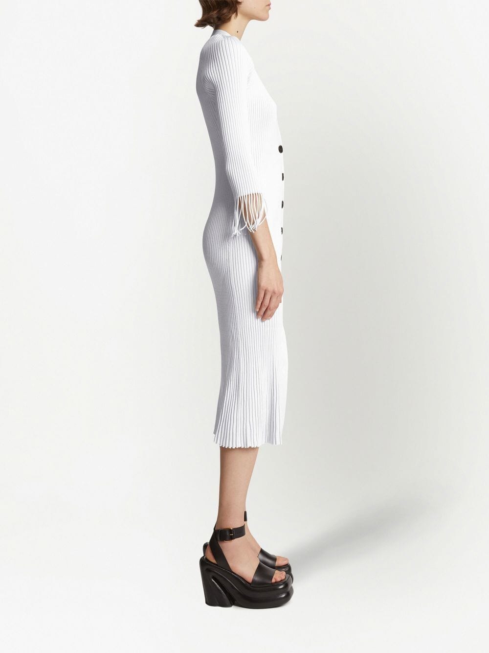 Shop Proenza Schouler Ribbed-knit Buttoned-up Dress In White