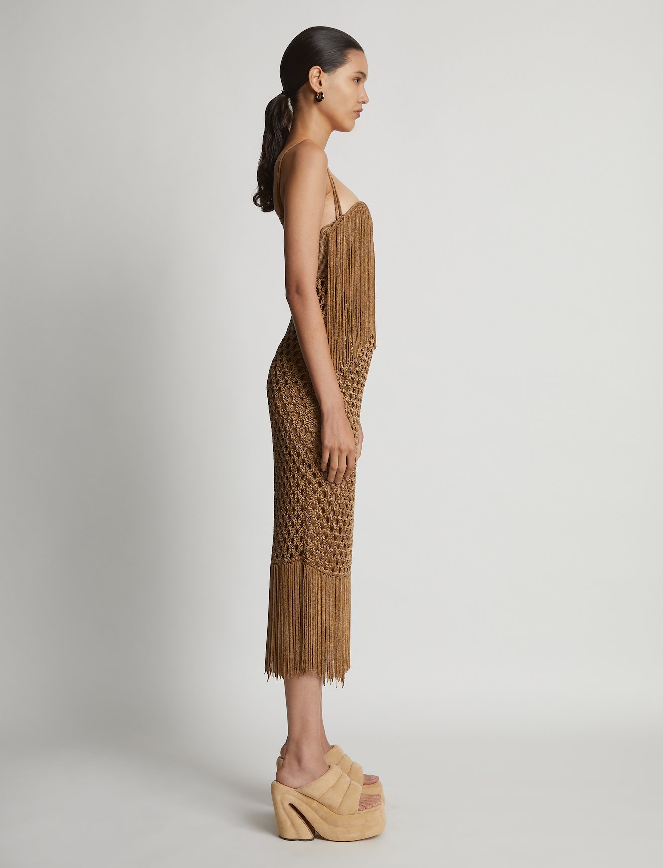 Lacquered Knit Fringe Dress #1