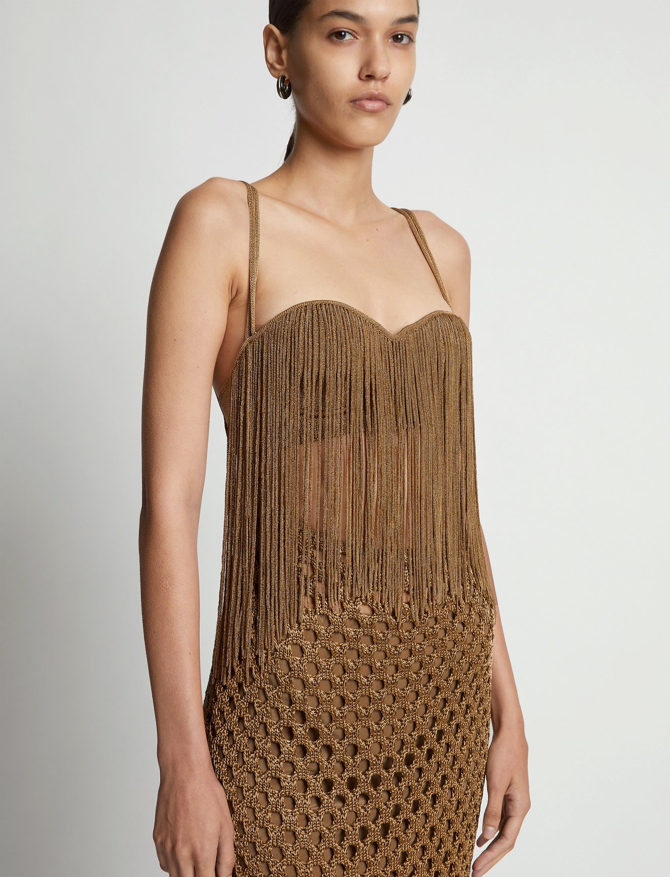 Lacquered Knit Fringe Dress #3