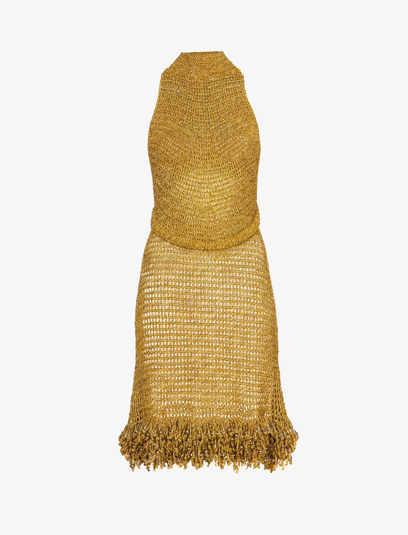 Embroidered Crochet Dress in gold | Proenza Schouler