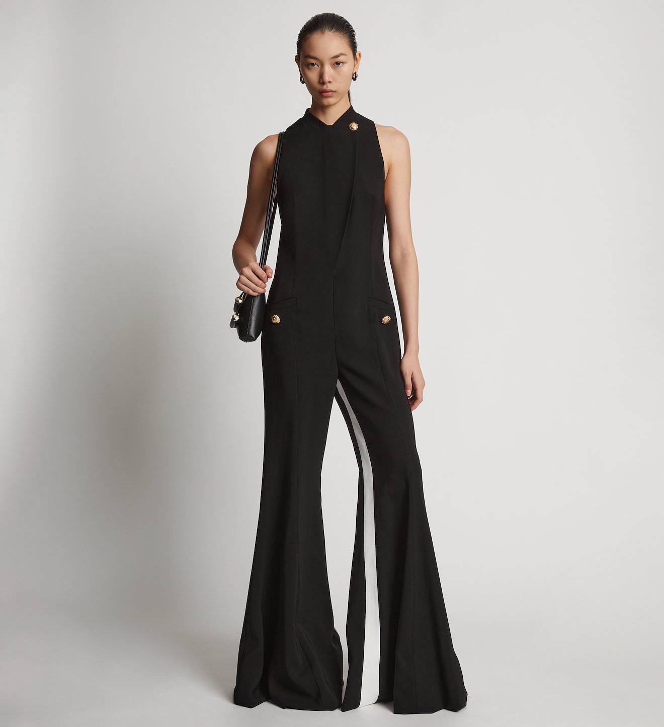 Viscose Tuxedo Stripe Jumpsuit