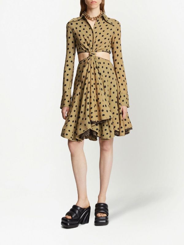 Proenza Schouler dot print cut out Shirtdress Farfetch