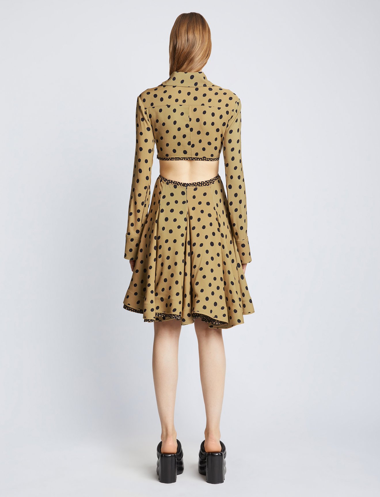 Printed Dot Cut Out Shirt Dress #2