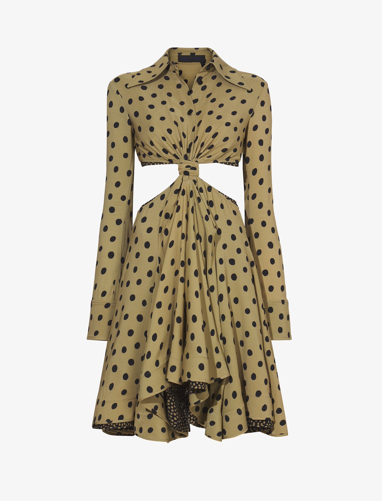 Printed Dot Cut Out Shirt Dress #4