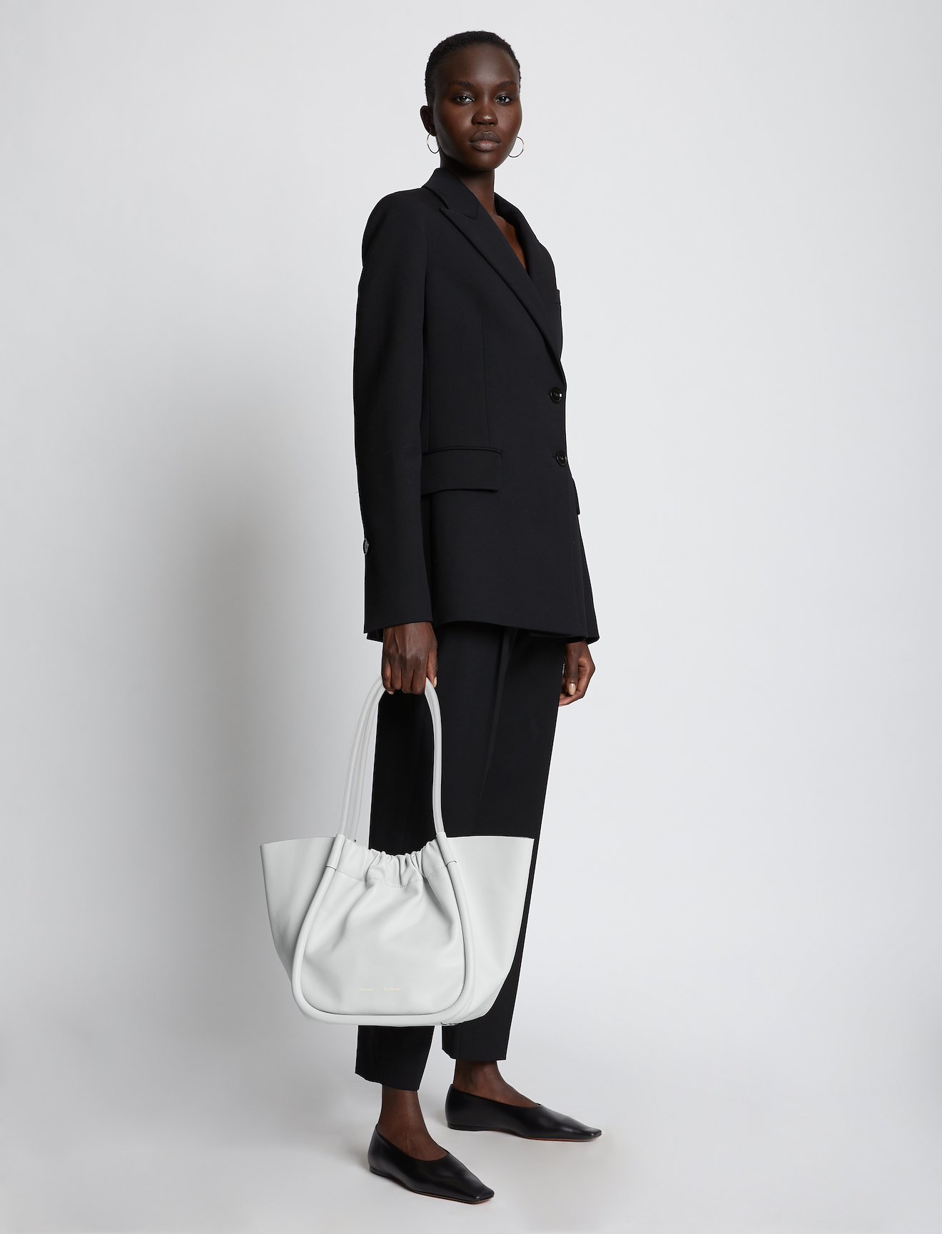 Large Ruched Tote in white | Proenza Schouler