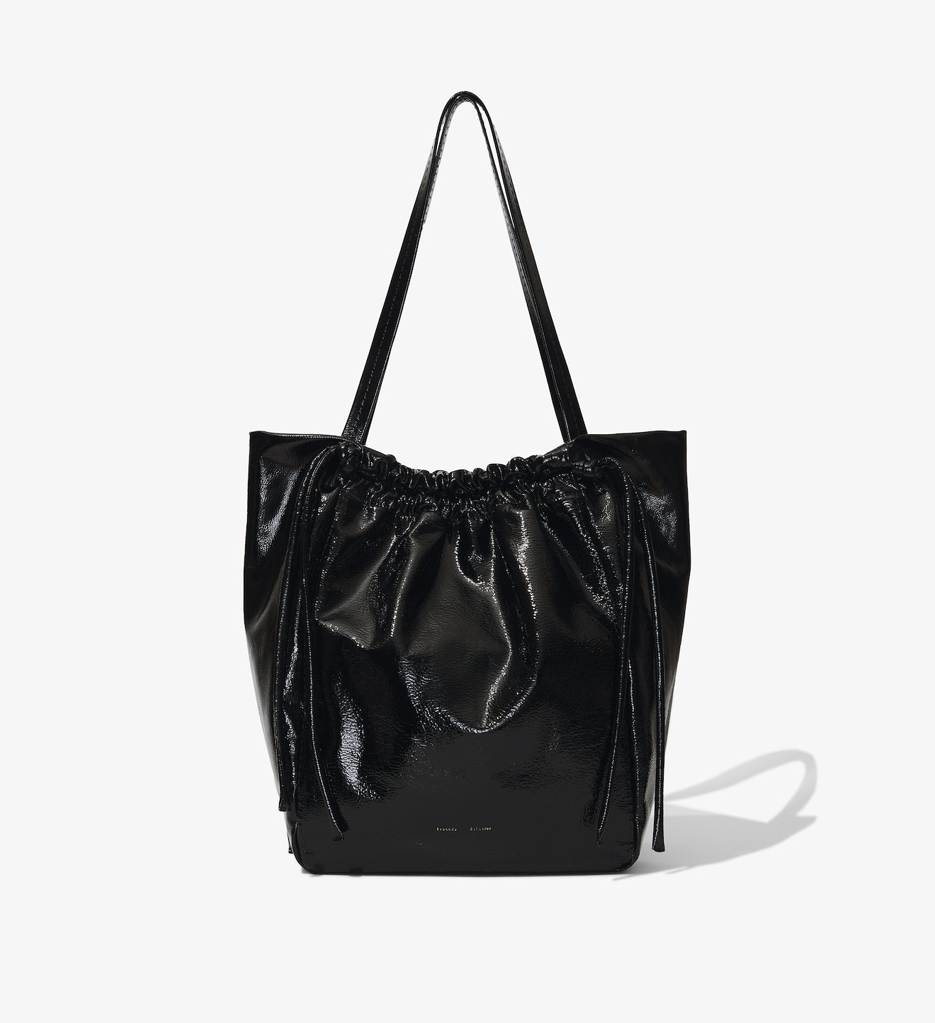 Crinkled Patent Drawstring Tote