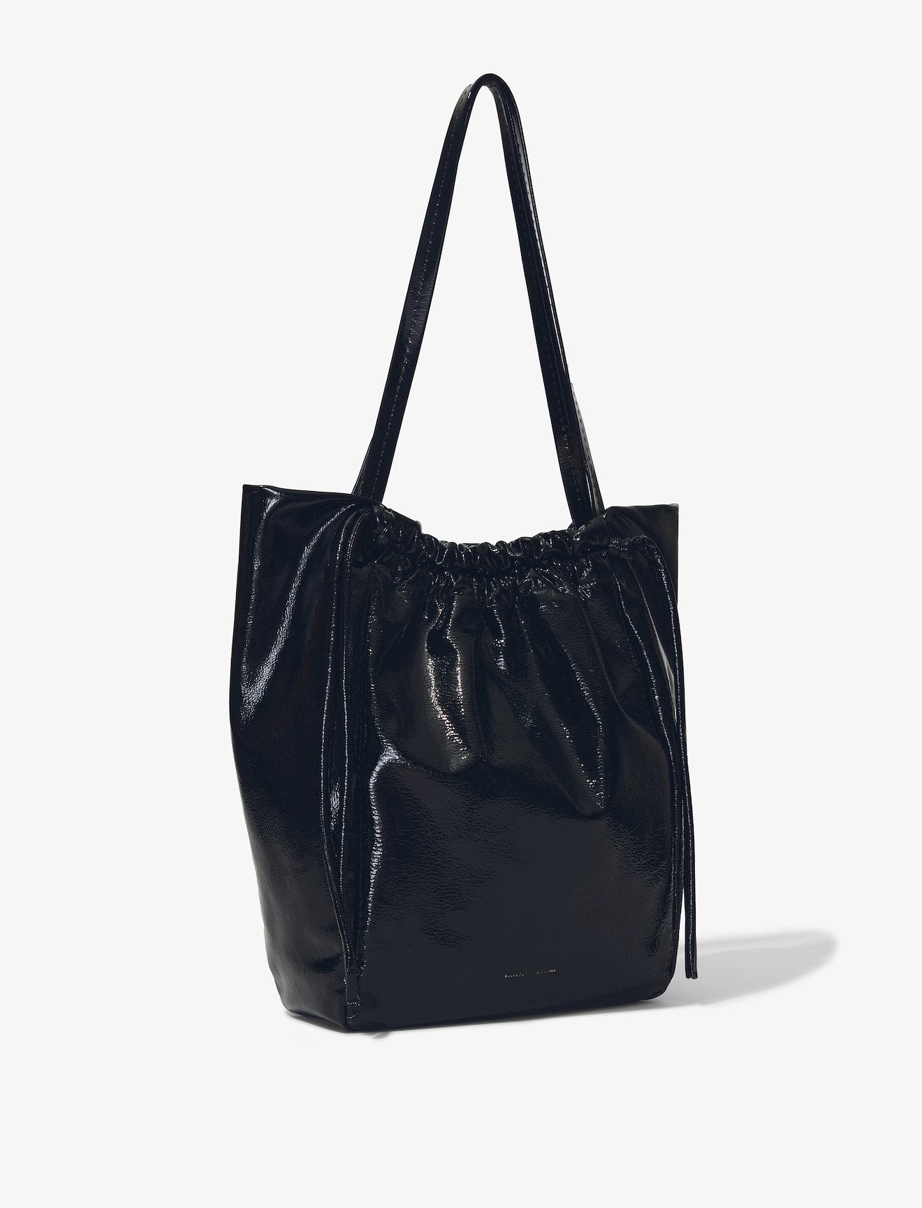 Crinkled Patent Drawstring Tote #1