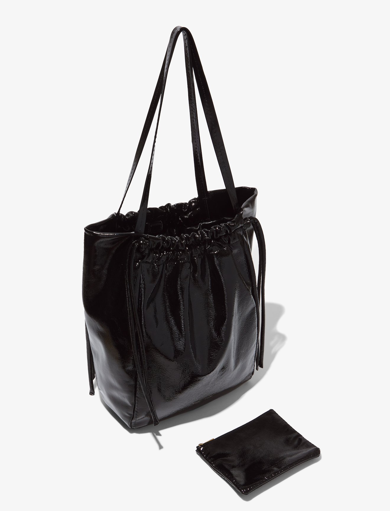 Crinkled Patent Drawstring Tote #4