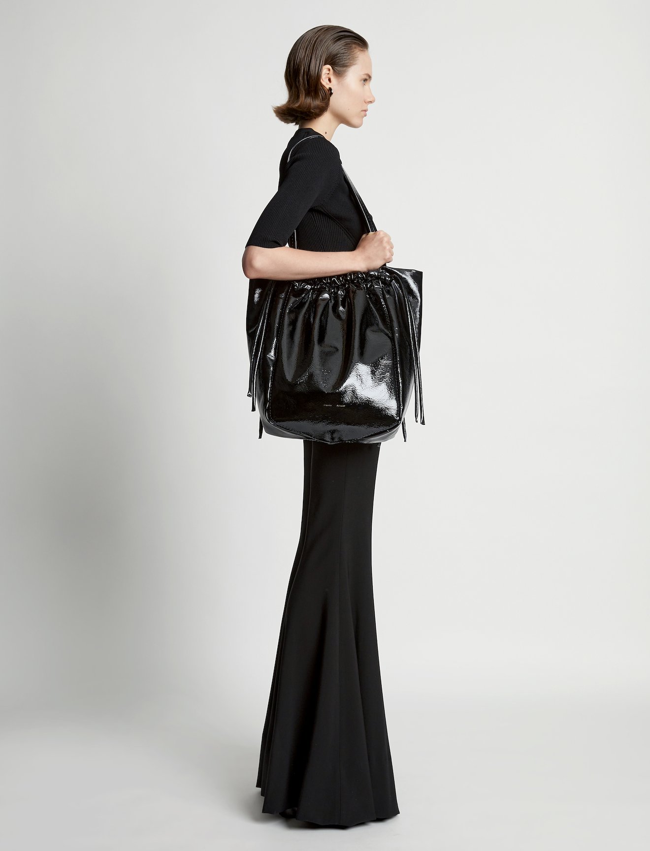 Crinkled Patent Drawstring Tote #2
