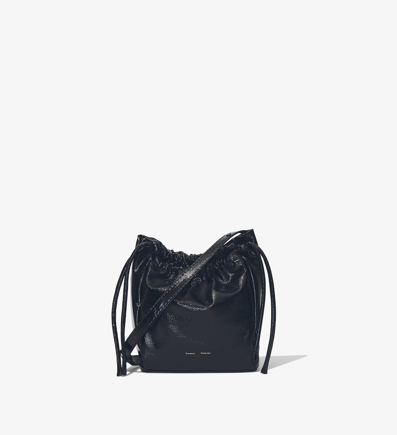 Crinkled Patent Drawstring Pouch