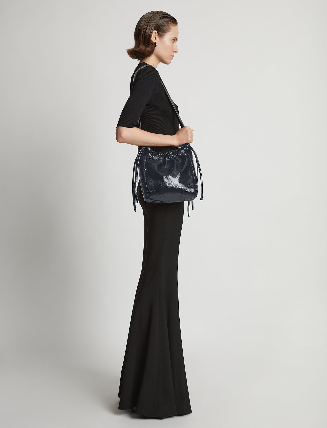 Crinkled Patent Drawstring Pouch #2
