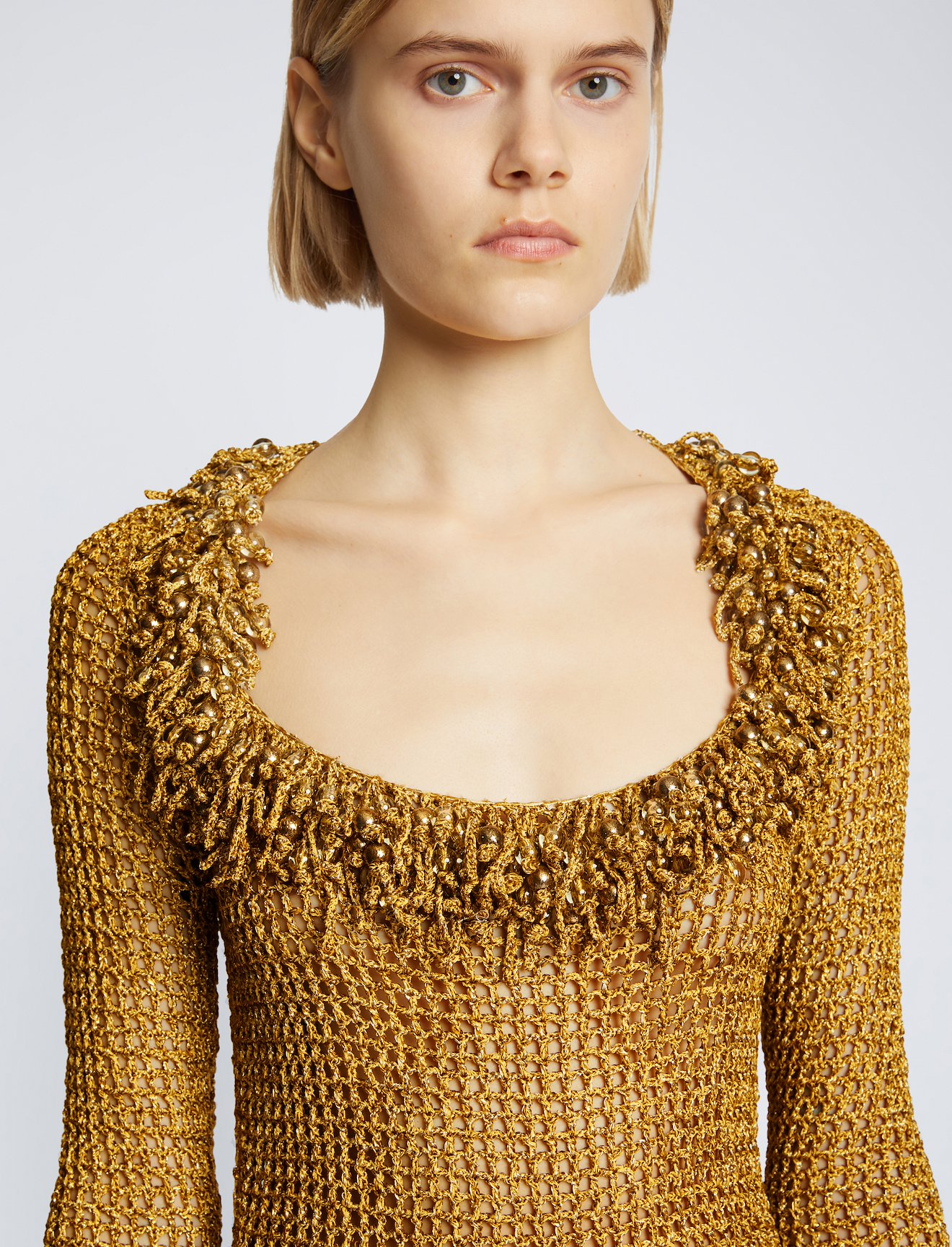 Embroidered Crochet Long Sleeve Dress #3