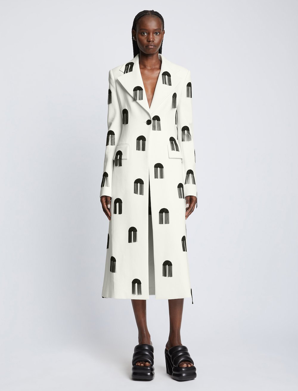 Embroidered Viscose Suiting Coat