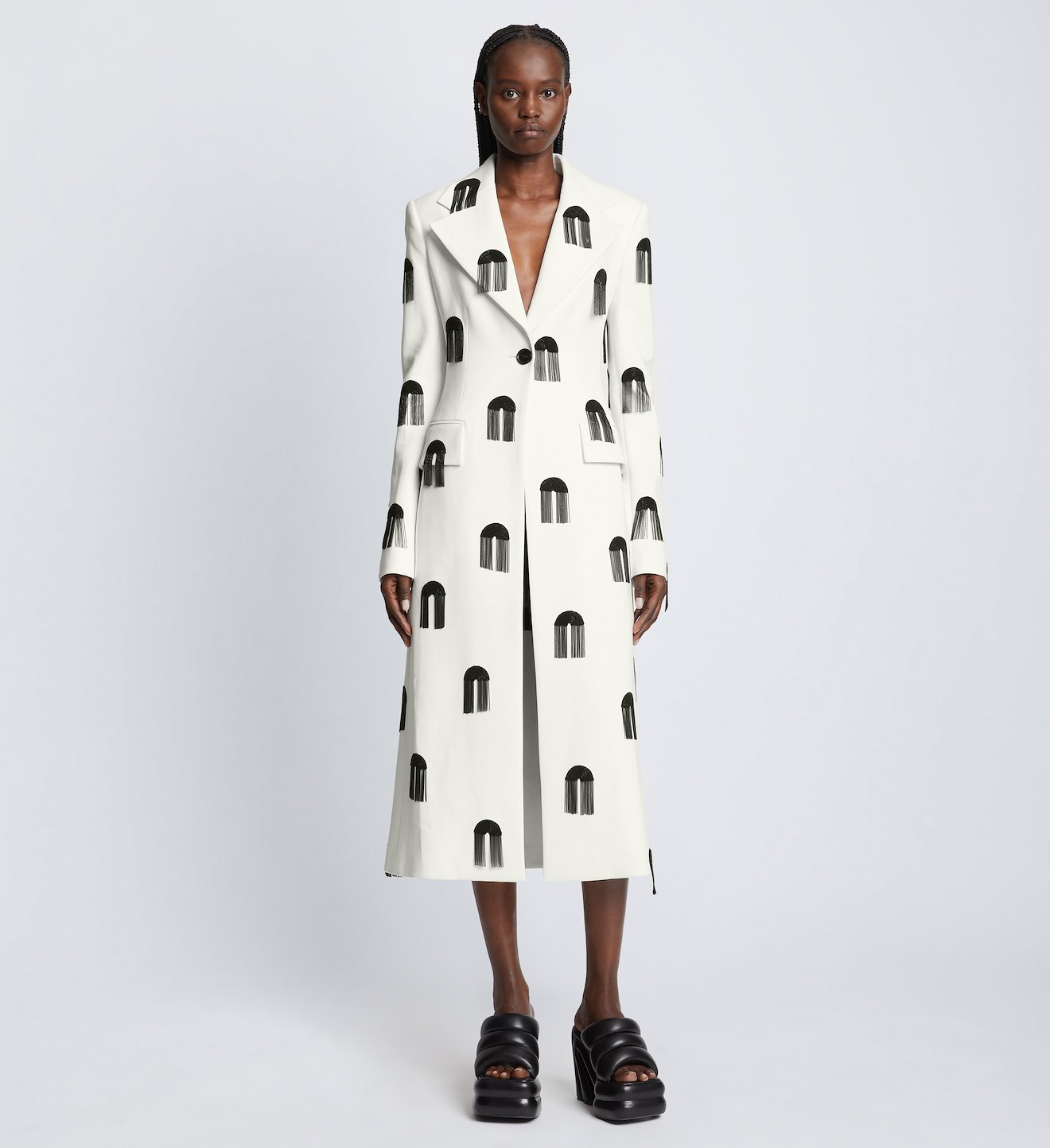 Embroidered Viscose Suiting Coat