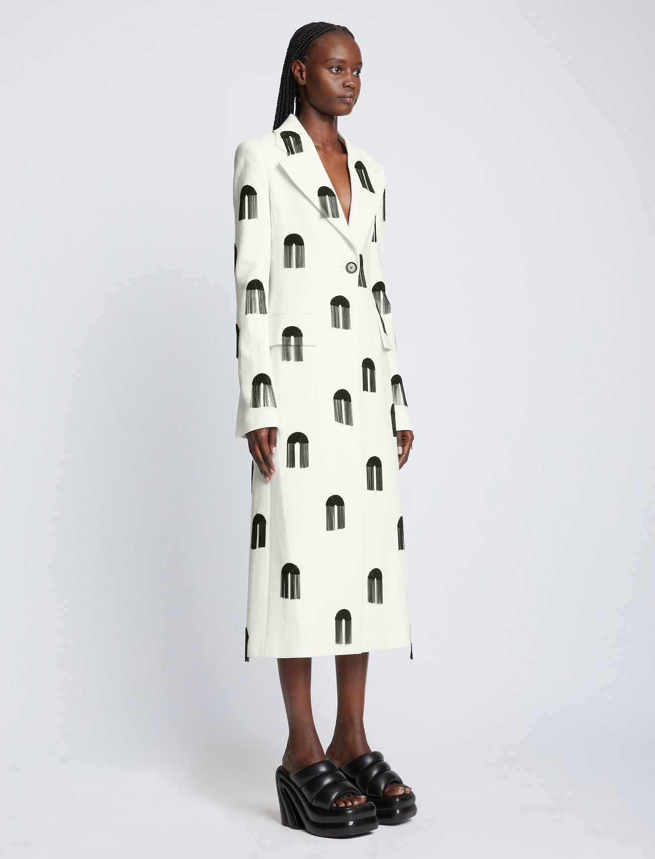 Embroidered Viscose Suiting Coat #1