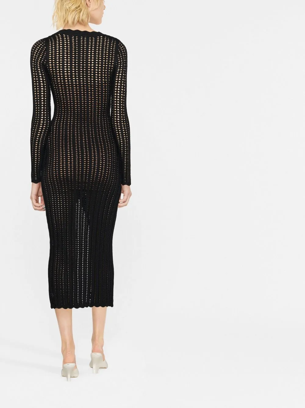 SelfPortrait crochetknit longsleeve Dress Farfetch