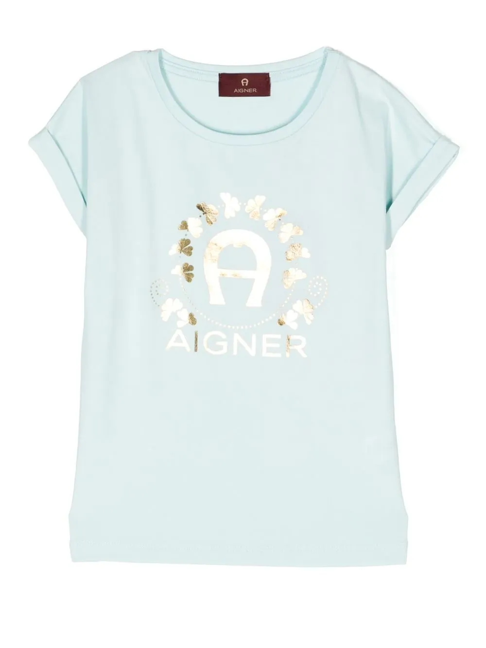 

Aigner Kids playera con logo metalizado - Azul