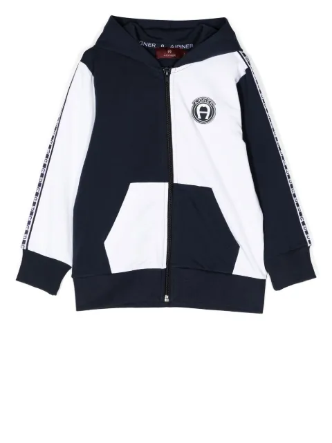 Aigner Kids colour-block zip-up hoodie