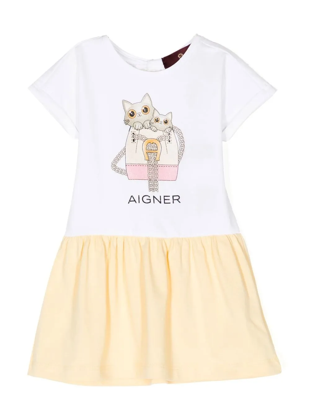 

Aigner Kids vestido manga corta con estampado gráfico - Blanco