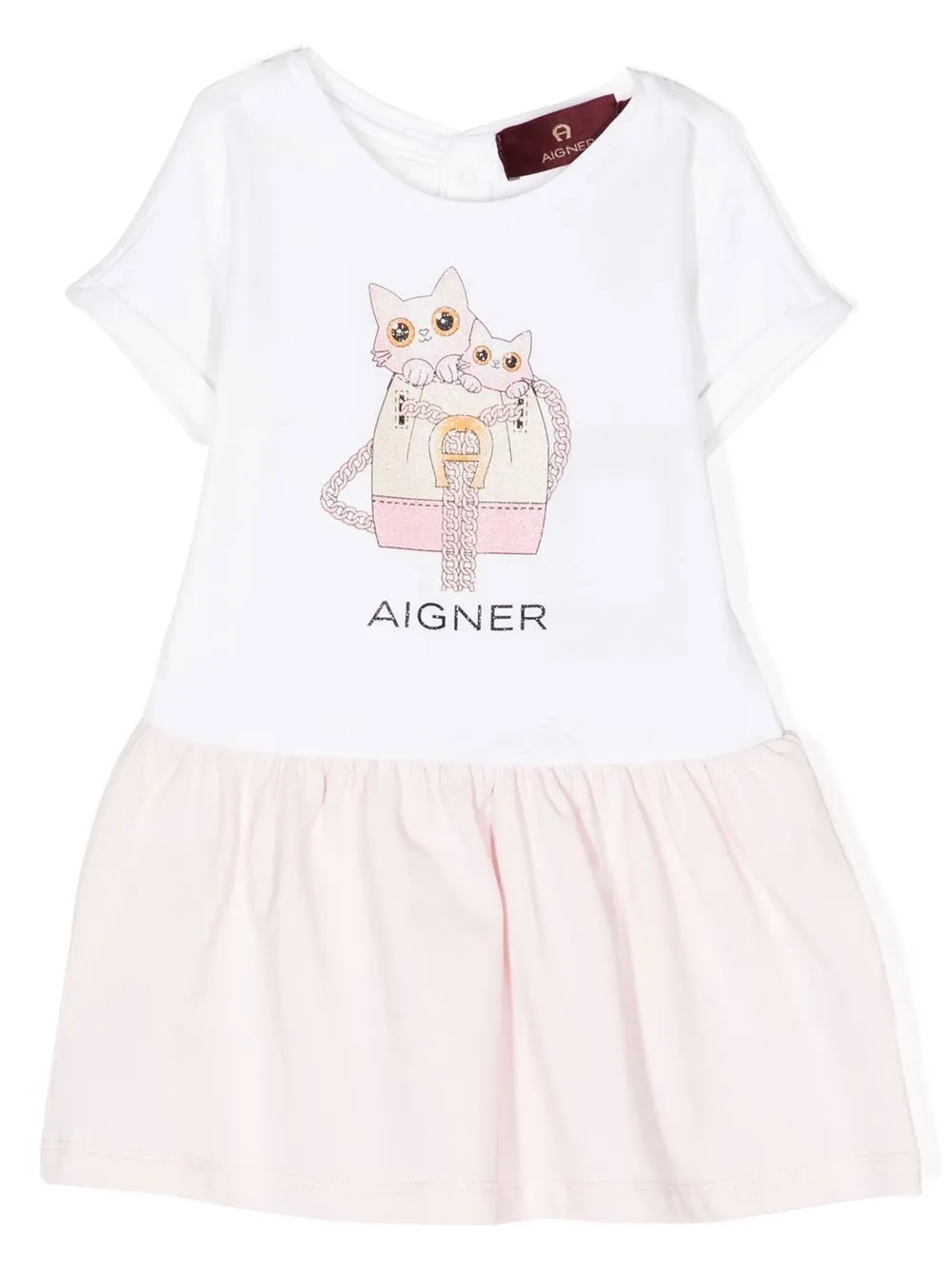 

Aigner Kids vestido manga corta con estampado gráfico - Blanco