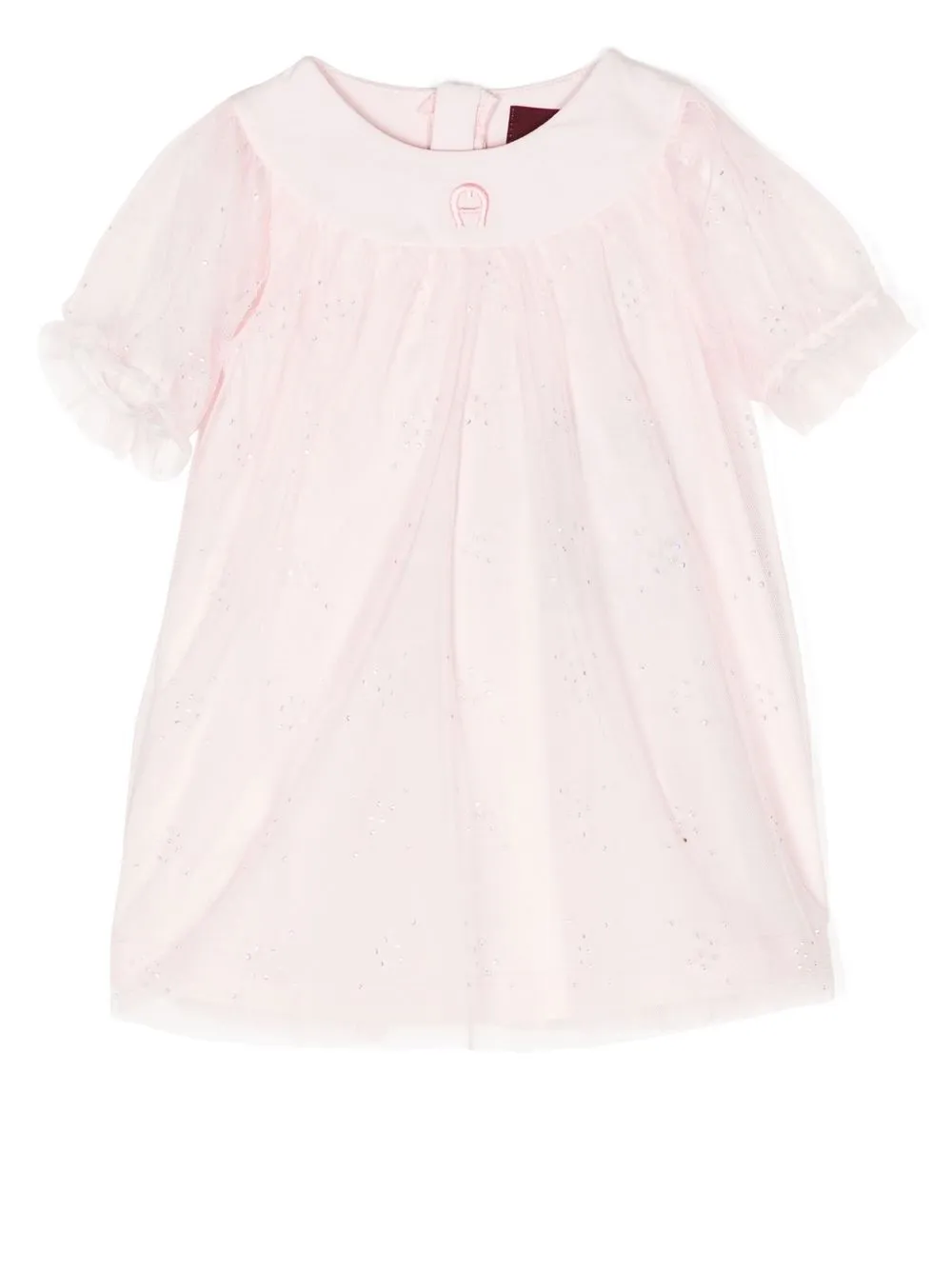 

Aigner Kids vestido con logo bordado y ribete de tul - Rosado