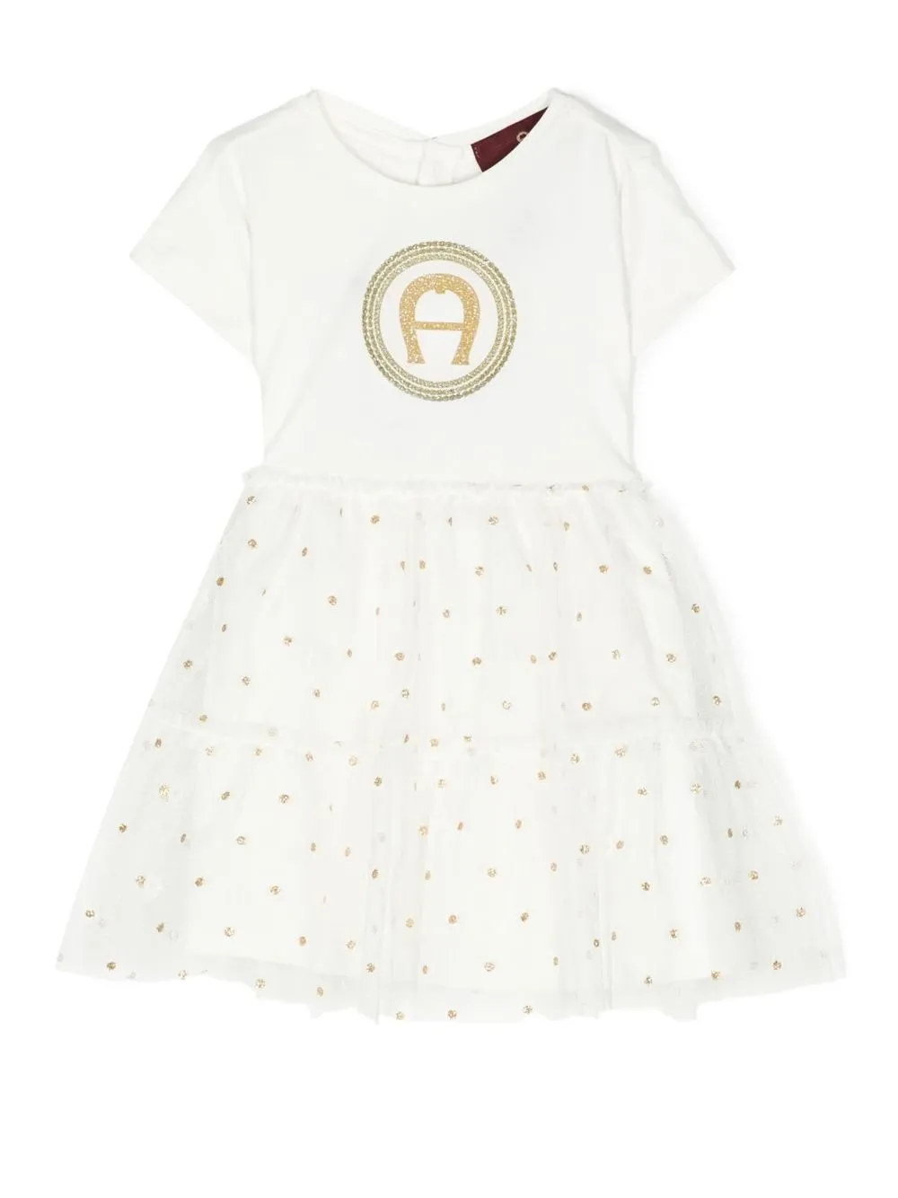 

Aigner Kids vestido largo con detalle de glitter - Blanco