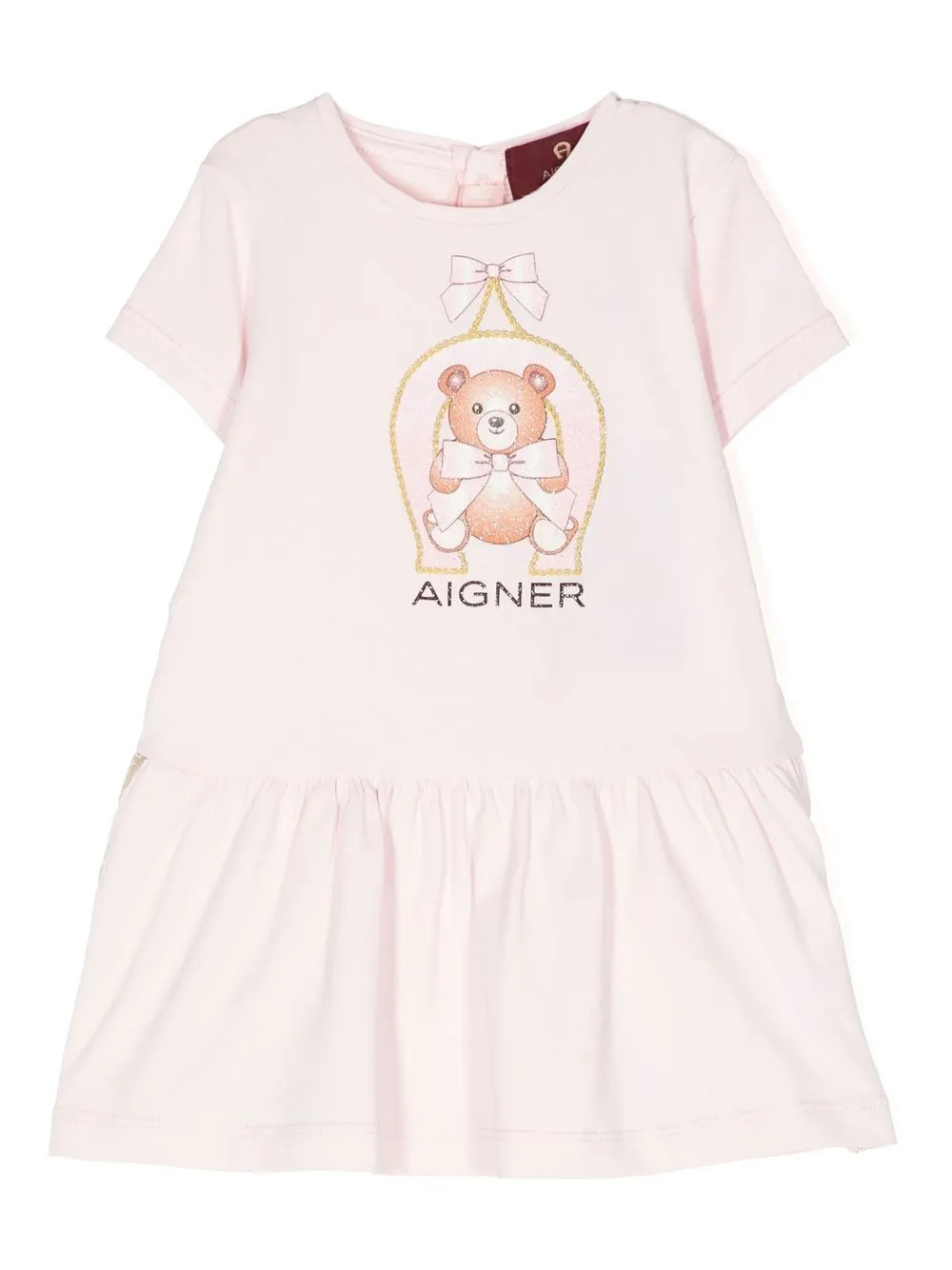 

Aigner Kids vestido manga corta con logo estampado - Rosado