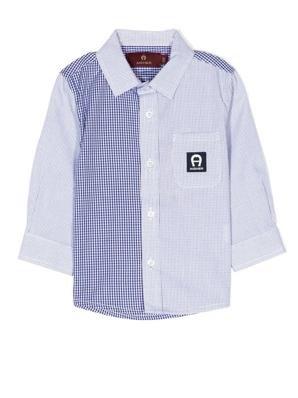 

Aigner Kids camisa a cuadros con parche del logo - Azul