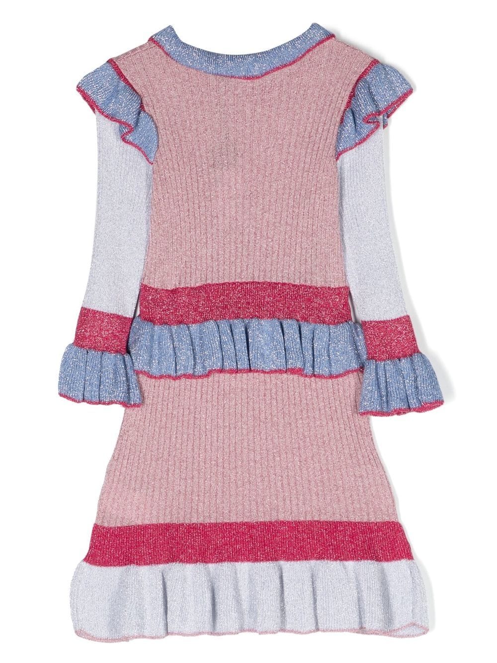 Shop Simonetta Ribbed-knit Long-sleeve Dress In Pink