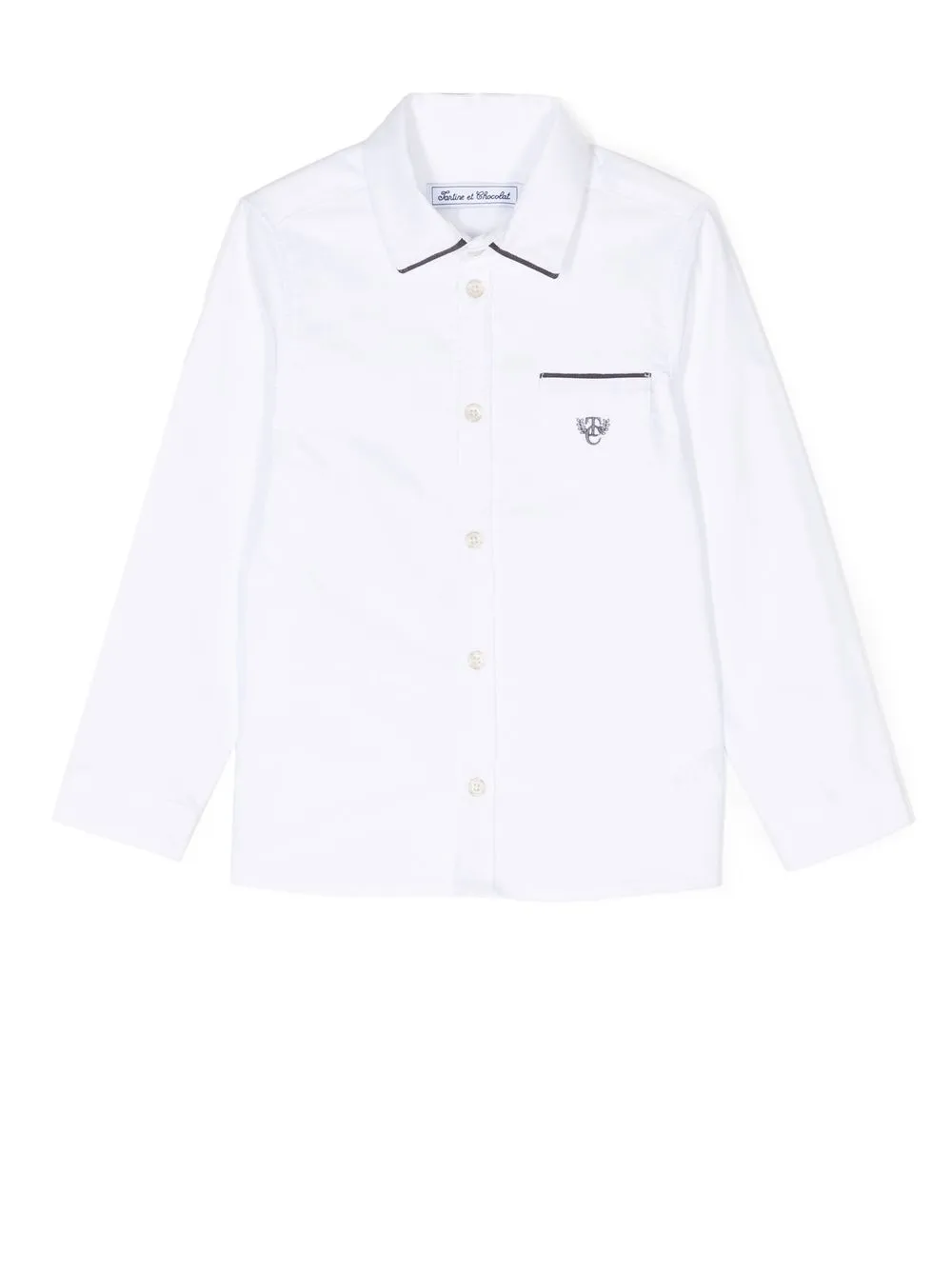 Tartine Et Chocolat Kids' Logo-embroidered Patch-pocket Shirt In White