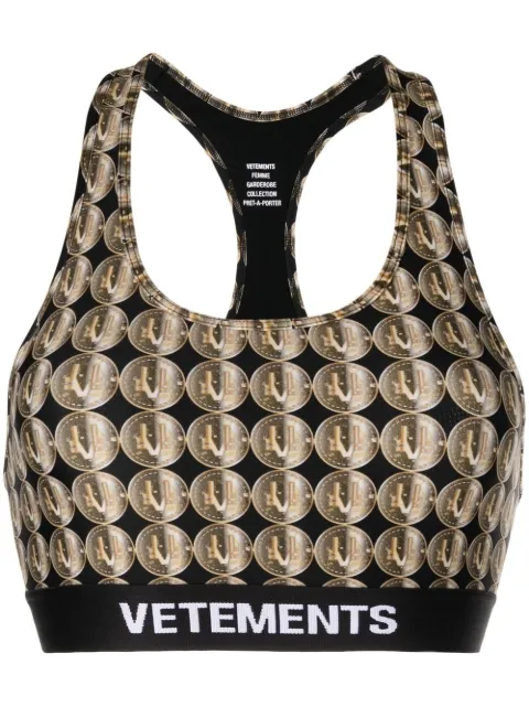 VETEMENTS logo-print racerback sports bra